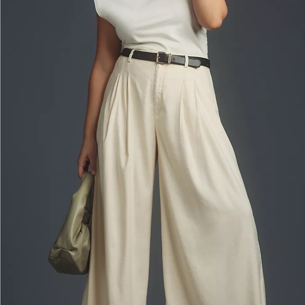 Anthropologie - The Avery Pleated Wide-Leg Trousers by Maeve: Linen Edition